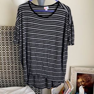 LuLaRoe Irma XS black and gray stripe shirt